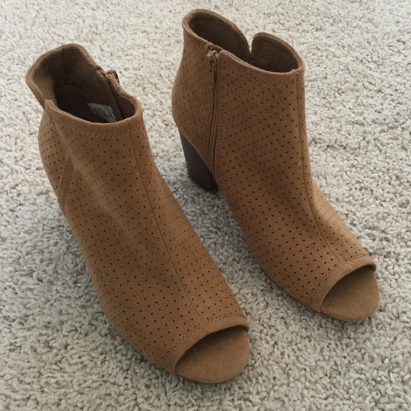 navy booties open toe